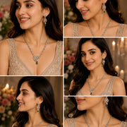 Mehendi Plated American Diamond Floral Necklace Set