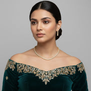Gold Plated Necklace Earrings Set  ‘Square Luxe’ Designer Jewelry with Stone Work