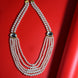 Gold Plated Layered Multi Strand Pearl Necklace with Gemstone Accents