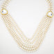 Gold Plated Layered Multi Strand Pearl Necklace with Gemstone Accents