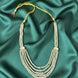 Gold Plated Layered Multi Strand Pearl Necklace with Gemstone Accents