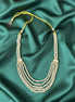 Gold Plated Layered Multi Strand Pearl Necklace with Gemstone Accents