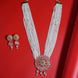 Gold Plated Floral Pink Stone Beaded Necklace Set with Earrings