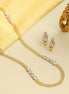Two Tone Gold & Silver Plated AD Studded Woven Necklace Set