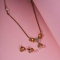Tiny Gajraj Matte Red Necklace Set with Earrings