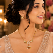 Tiny Gajraj Matte Red Necklace Set with Earrings