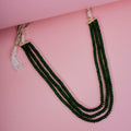 Triple Layer Beaded Necklace with Pearl Tassel Dori, Traditional Layered Long Necklace