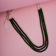 Triple Layer Beaded Necklace with Pearl Tassel Dori, Traditional Layered Long Necklace