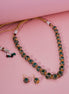 Halo Beaded Gold Plated Necklace Set with Earrings