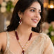 Pearl Beaded Gold Plated Necklace Set with Earrings