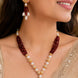 Pearl Beaded Gold Plated Necklace Set with Earrings