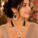 Pearl Beaded Gold Plated Necklace Set with Earrings