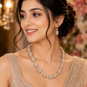 White Gemstone Gold Plated Necklace Set with Earrings