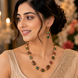 Leaf Enchanted Mehendi Plated Neclace Set with Earrings