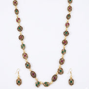 Leaf Enchanted Mehendi Plated Neclace Set with Earrings
