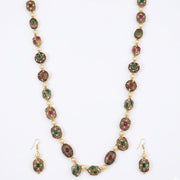 Leaf Enchanted Mehendi Plated Neclace Set with Earrings