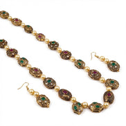 Leaf Enchanted Mehendi Plated Neclace Set with Earrings