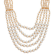 Multi-Strand Beaded Gold Plated Necklace