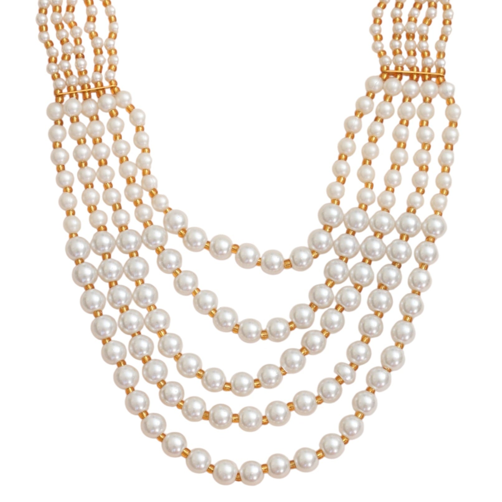 Multi-Strand Beaded Gold Plated Necklace