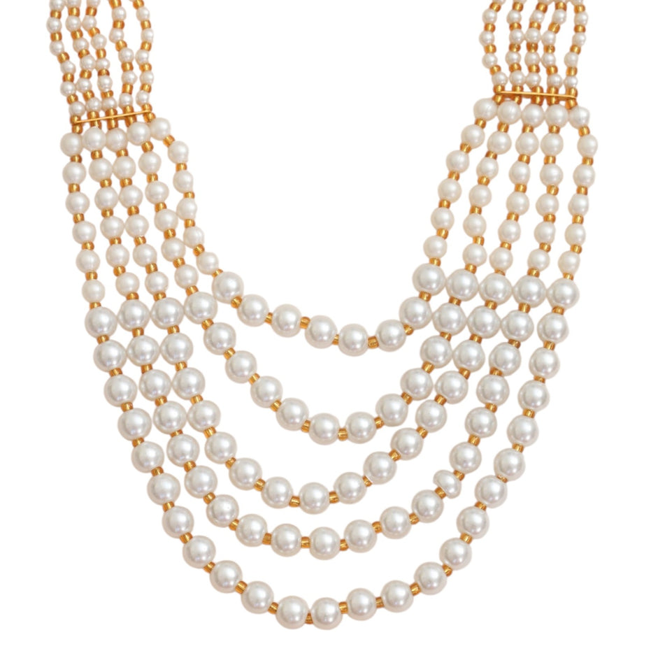 Multi-Strand Beaded Gold Plated Necklace
