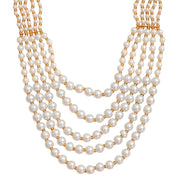 Multi-Strand Beaded Gold Plated Necklace
