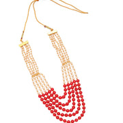 Multi-Strand Beaded Gold Plated Necklace