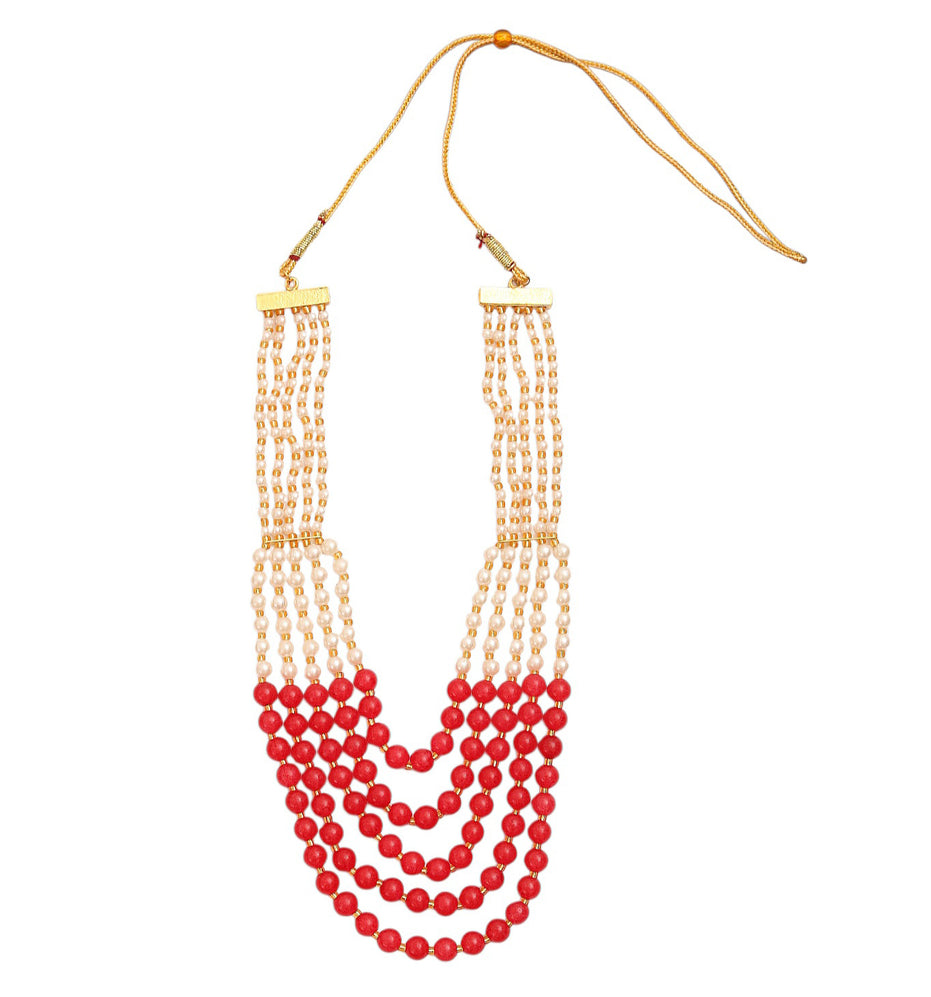 Multi-Strand Beaded Gold Plated Necklace