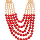 Multi-Strand Beaded Gold Plated Necklace