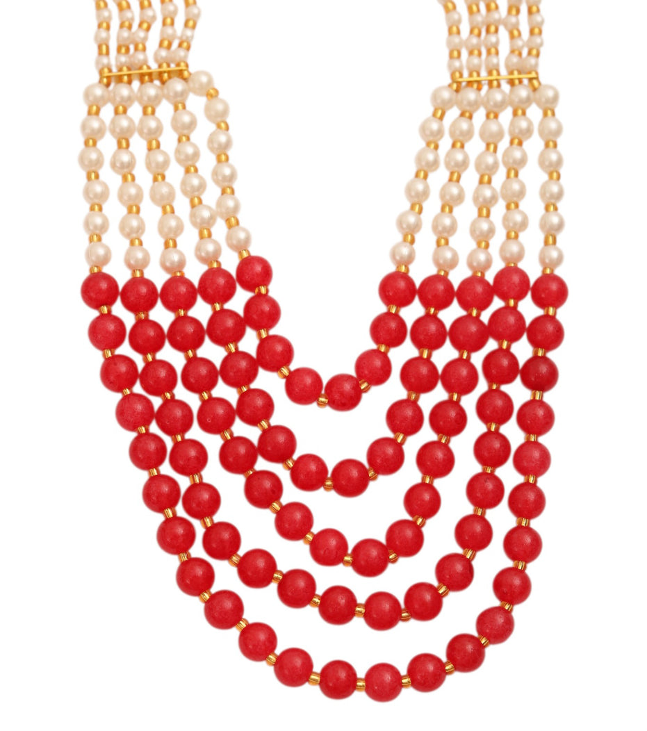 Multi-Strand Beaded Gold Plated Necklace