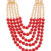 Multi-Strand Beaded Gold Plated Necklace