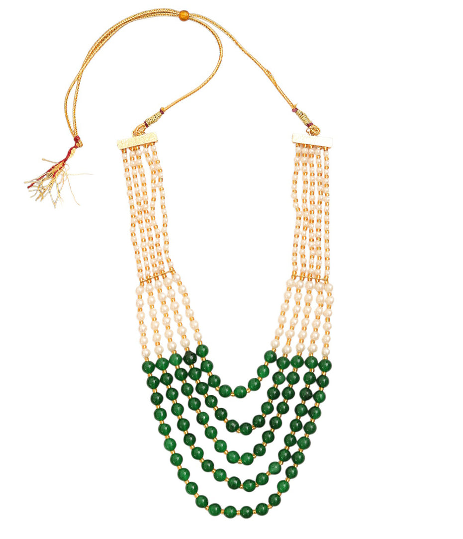 Multi-Strand Beaded Gold Plated Necklace