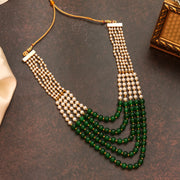 Multi-Strand Beaded Gold Plated Necklace