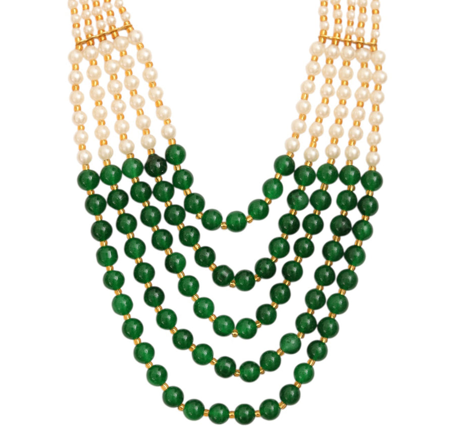 Multi-Strand Beaded Gold Plated Necklace