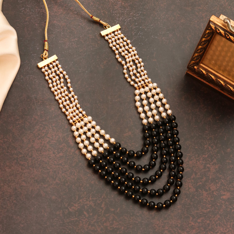 Multi-Strand Beaded Gold Plated Necklace