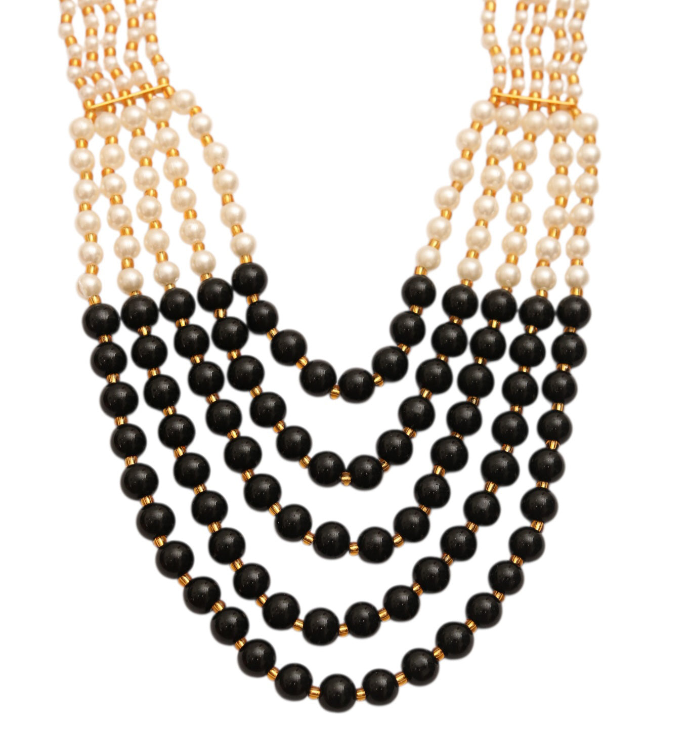 Multi-Strand Beaded Gold Plated Necklace