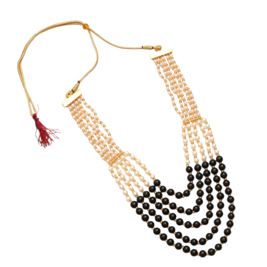 Multi-Strand Beaded Gold Plated Necklace
