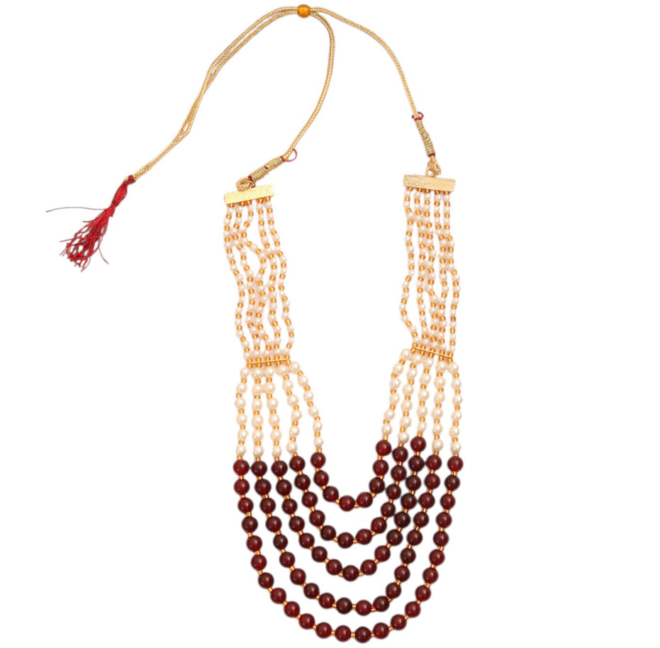 Multi-Strand Beaded Gold Plated Necklace