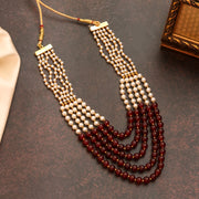 Multi-Strand Beaded Gold Plated Necklace
