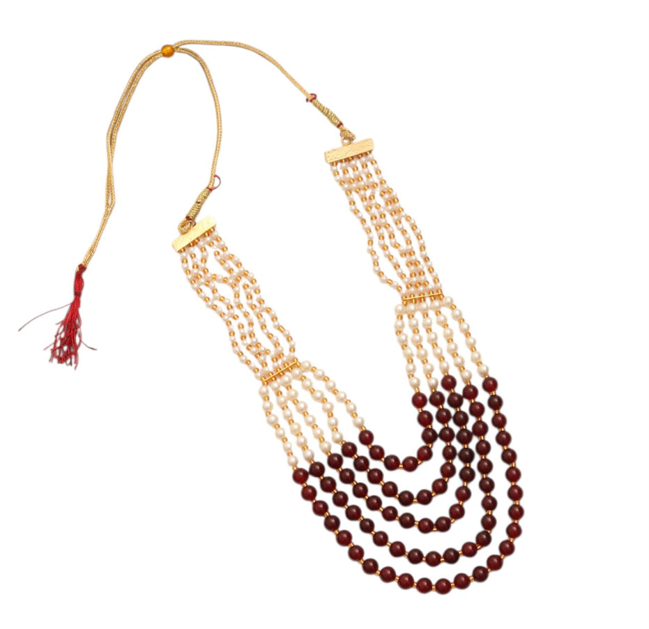 Multi-Strand Beaded Gold Plated Necklace