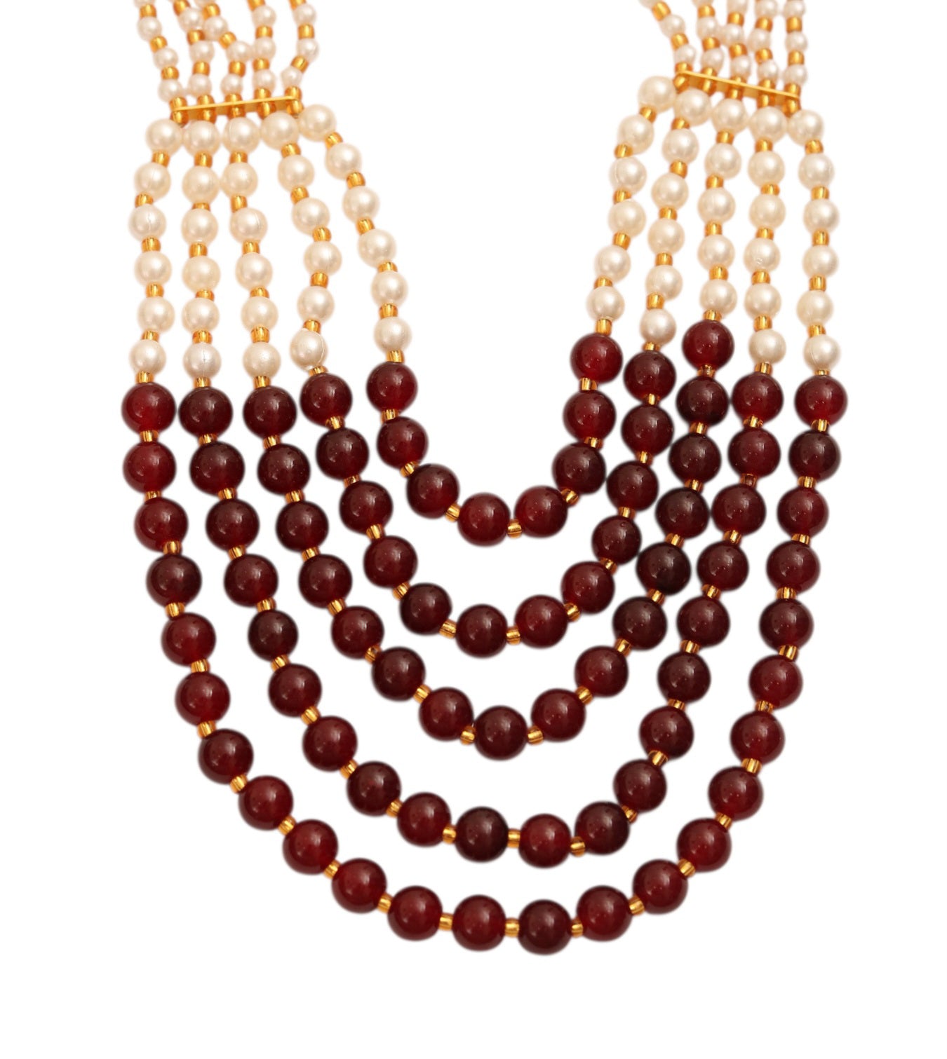 Multi-Strand Beaded Gold Plated Necklace