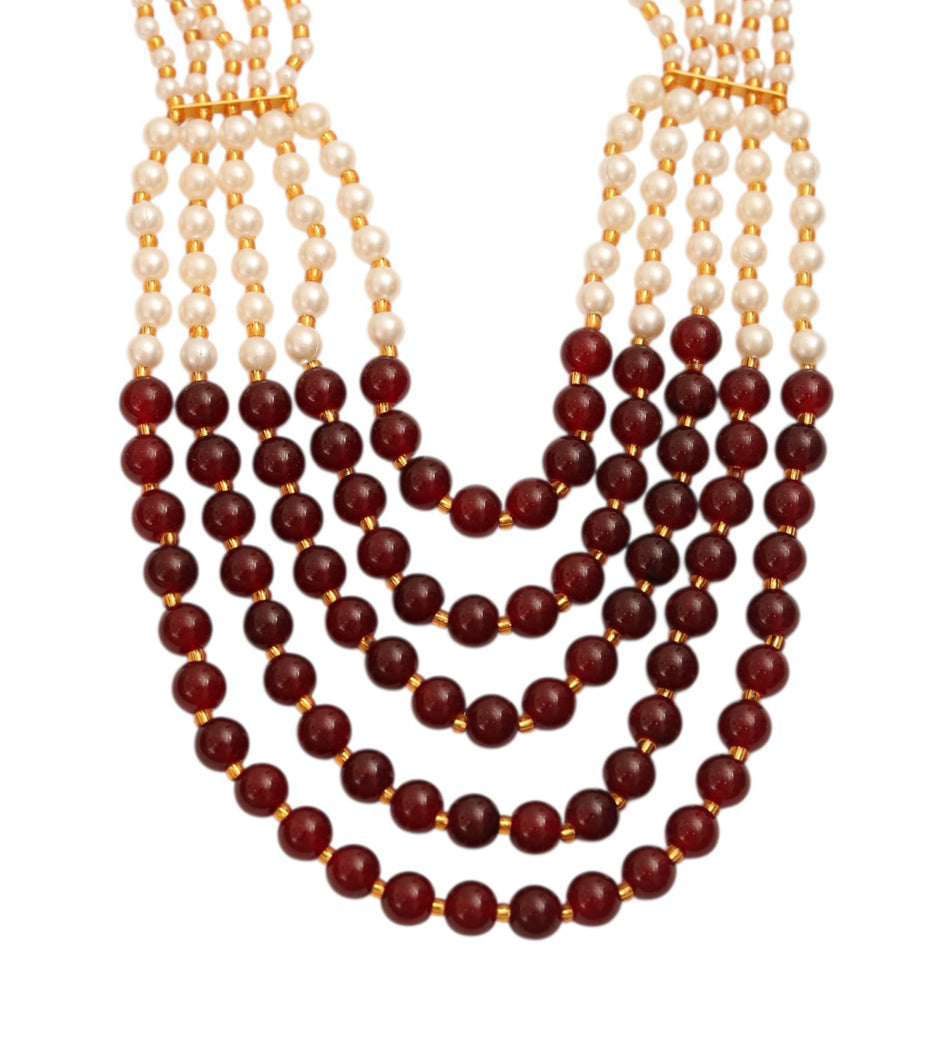 Multi-Strand Beaded Gold Plated Necklace
