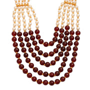 Multi-Strand Beaded Gold Plated Necklace