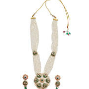 Gold Plated Kundan Pearl Long Necklace Set