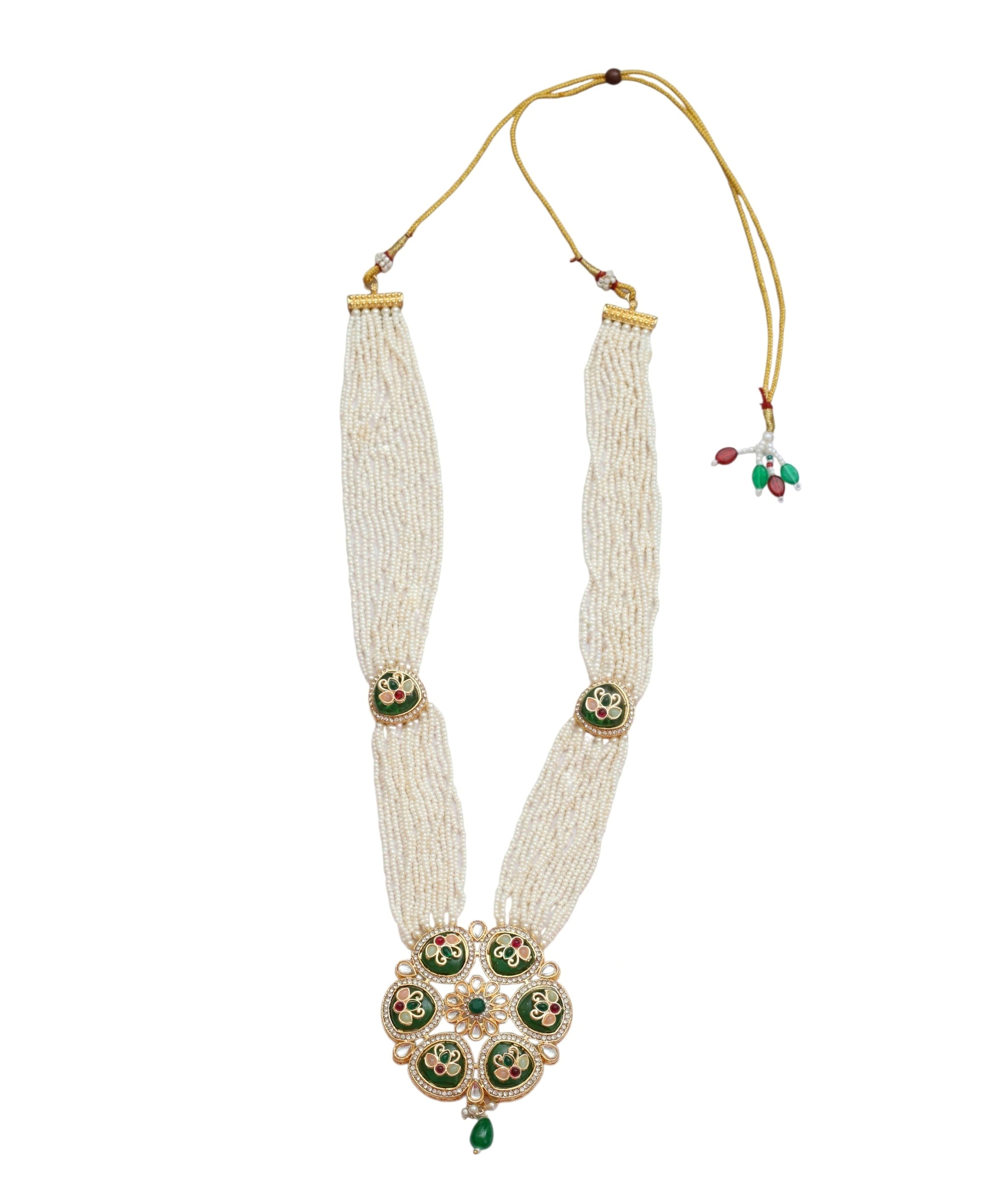 Gold Plated Kundan Pearl Long Necklace Set