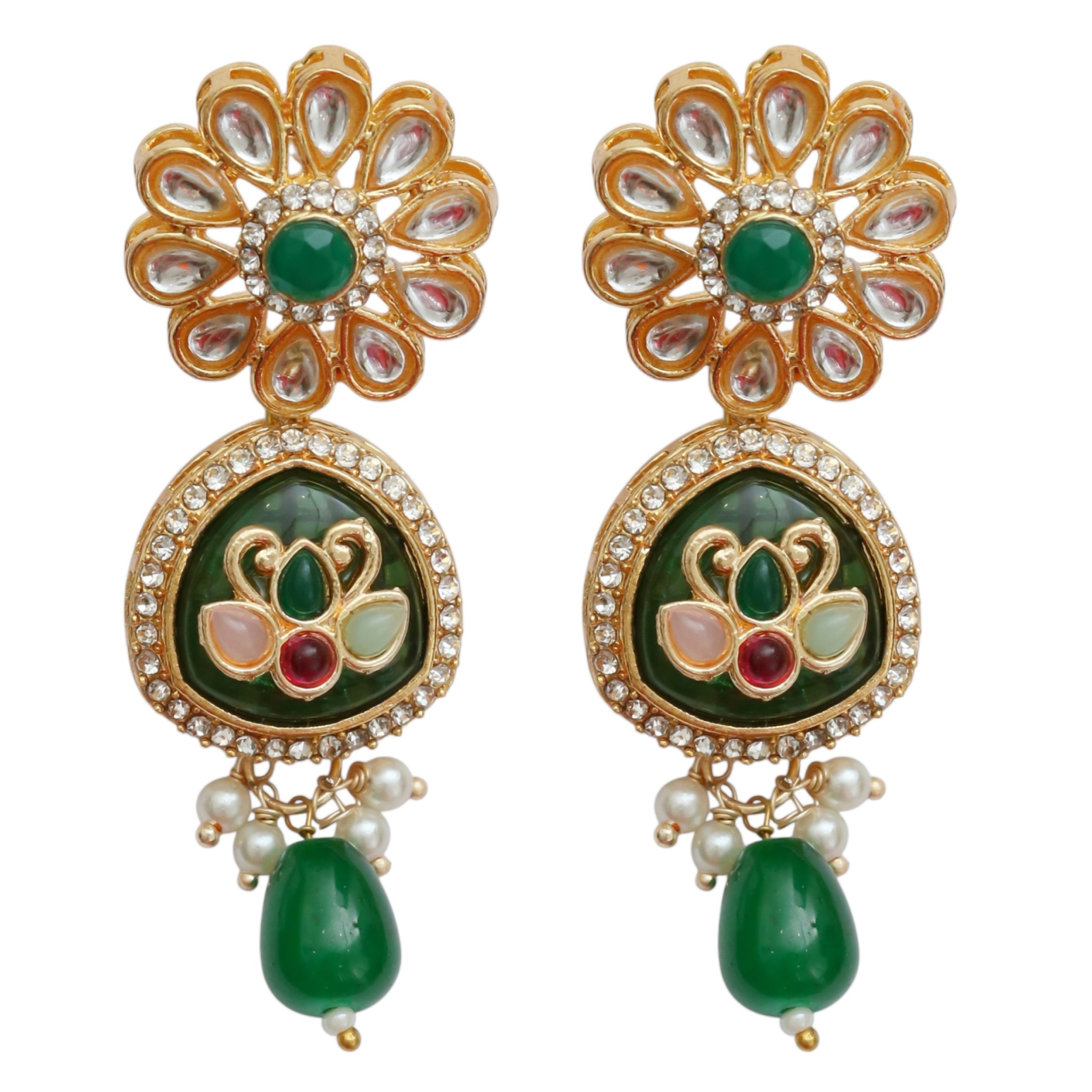 Gold Plated Kundan Pearl Long Necklace Set