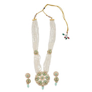 Gold Plated Kundan Pearl Long Necklace Set