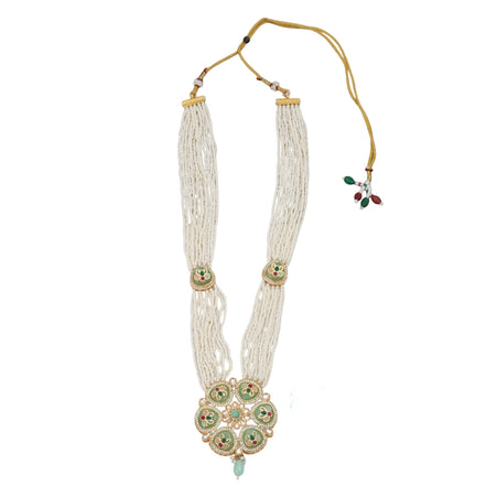 Gold Plated Kundan Pearl Long Necklace Set