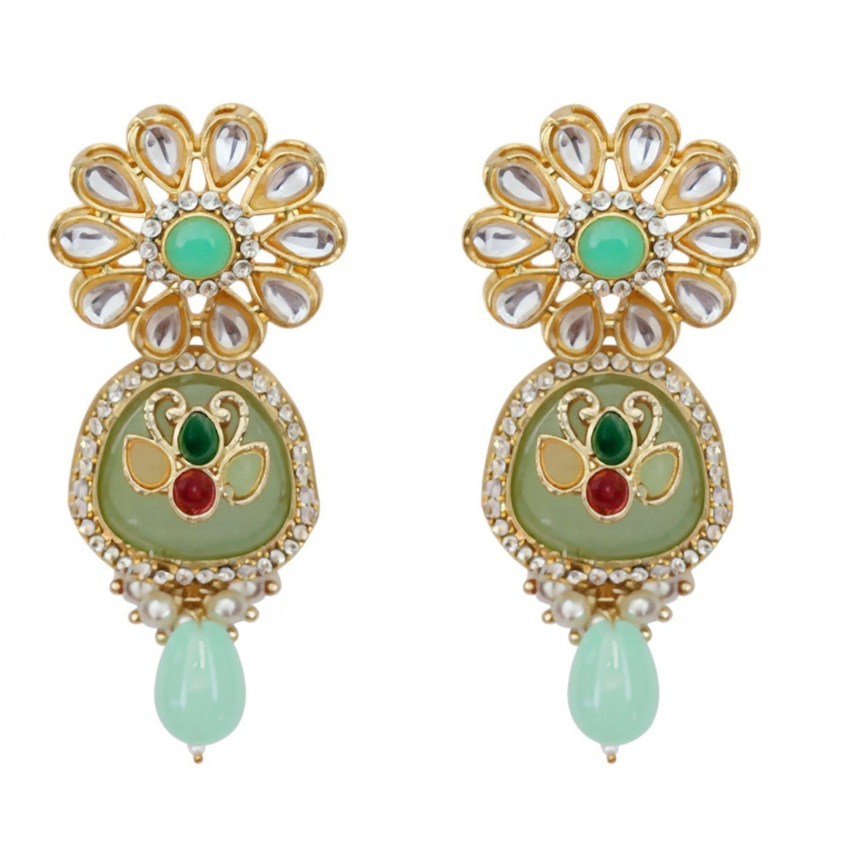 Gold Plated Kundan Pearl Long Necklace Set