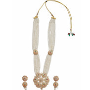 Gold Plated Kundan Pearl Long Necklace Set