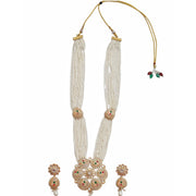 Gold Plated Kundan Pearl Long Necklace Set